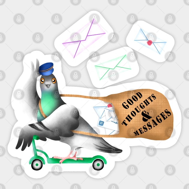 Pigeons Express (Yellow Background) Sticker by illucalliart